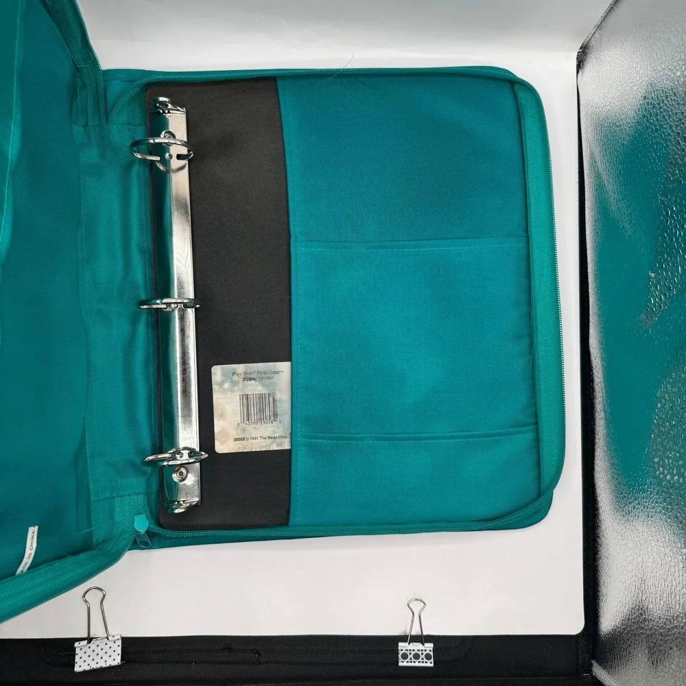 Mead Five Star Zipper Binder Teal Vintage 1991 First Gear 29058 Read